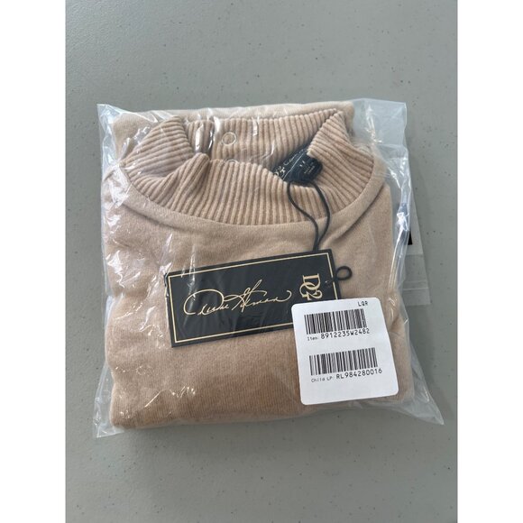 DG2 Diane Gilman Brushed Sweater Knit Mock Neck Top Size Medium Keyhole Back NEW - Picture 2 of 7